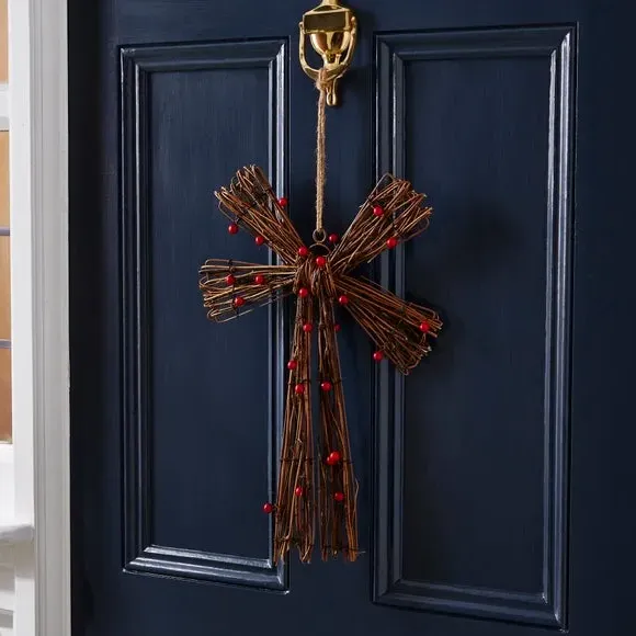 Hanging Bow Decoration - Natural, Rattan