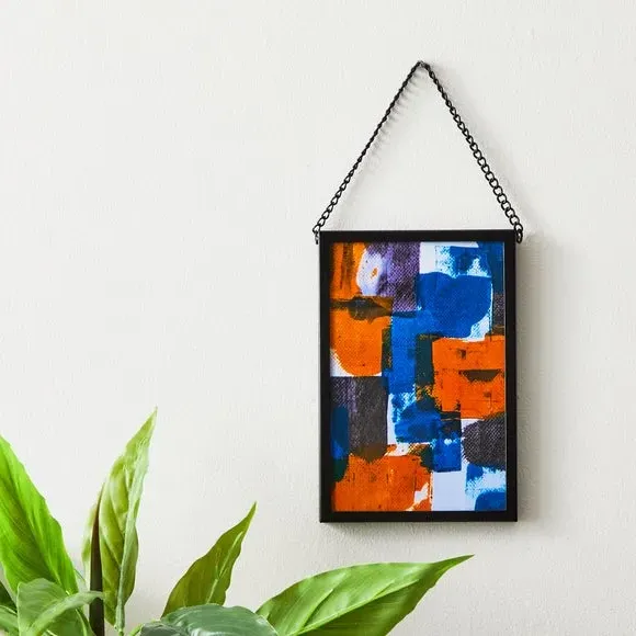 Hanging Chain Photo Frame - Black, Metal image