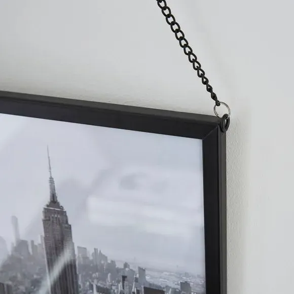 Hanging Chain Photo Frame - Black, Metal