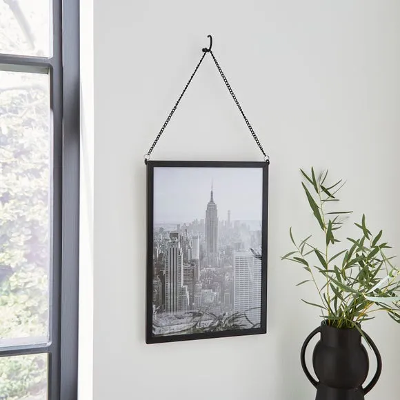 Hanging Chain Photo Frame - Black, Metal