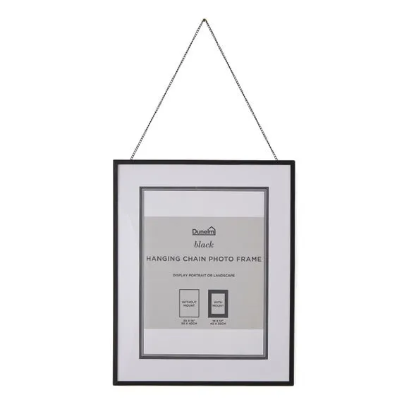 Hanging Chain Photo Frame - Black, Metal
