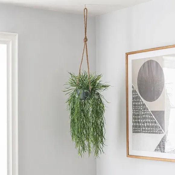 Hanging Plant Pot with Artificial Grass - Grey image
