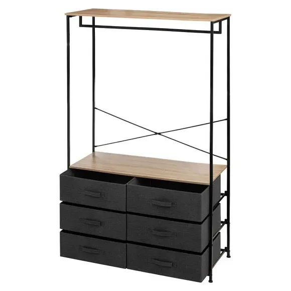 Hanging Rail with 6 Drawers - Grey, Fabric image