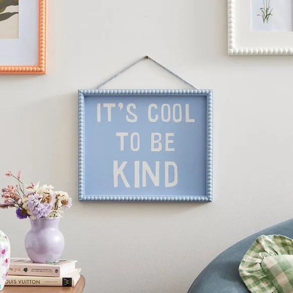 Hanging Wall Plaque with Typography - Blue, Wood image