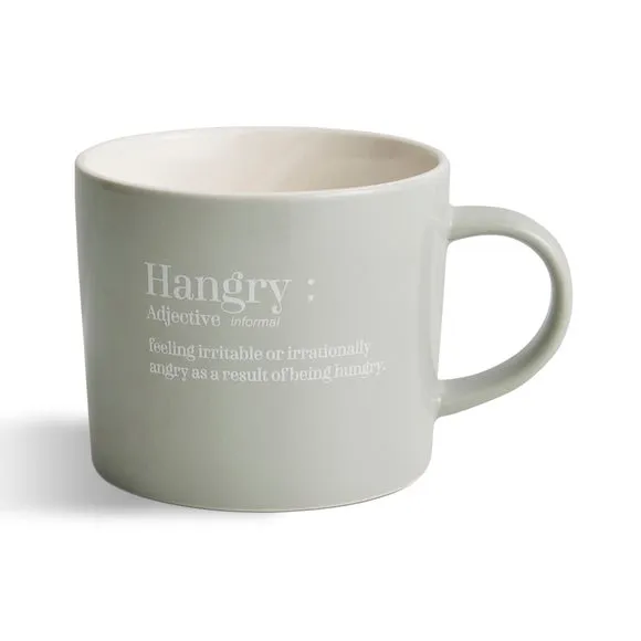 Hangry Slogan Mug - Grey, Stoneware
