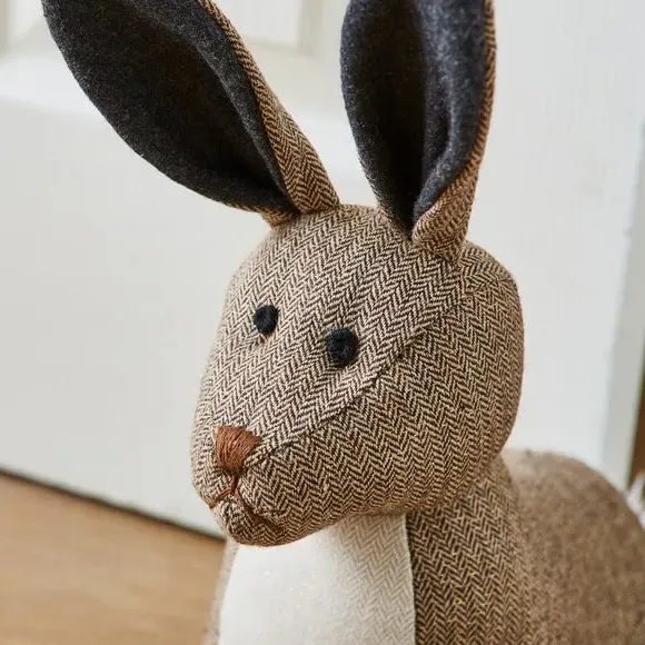 Hare Doorstop with Jacquard Design - Brown