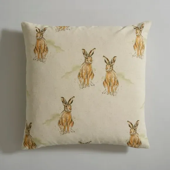 Hare Printed Cushion Cover - Natural