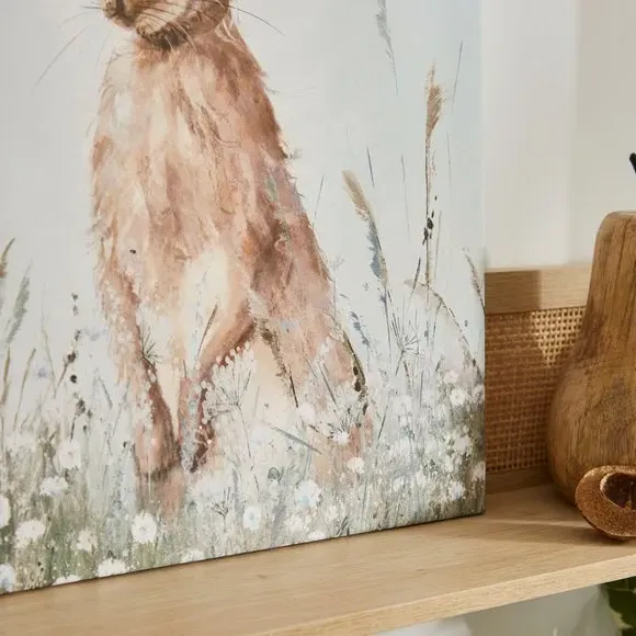 Hare Wall Canvas Art - Brown, Canvas