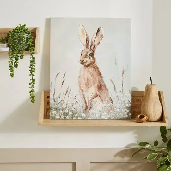 Hare Wall Canvas Art - Brown, Canvas image