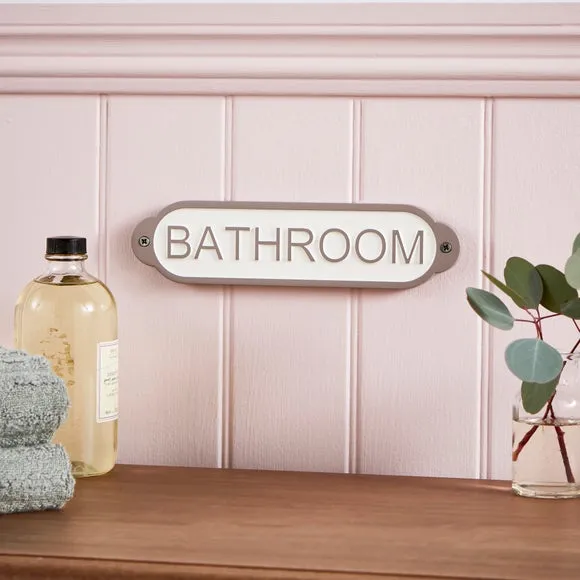 Heart and Soul Bathroom Plaque - White, Aluminium image