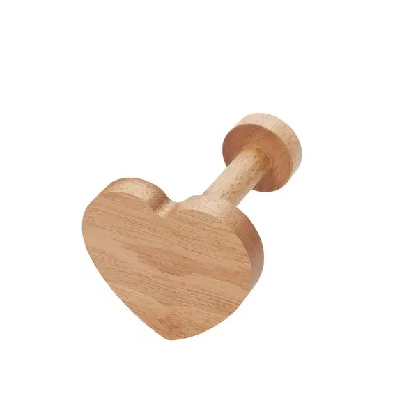Heart Curtain Holdback - Natural, Wood