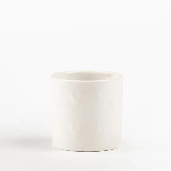 Heart Embossed Egg Cup - White, Stoneware