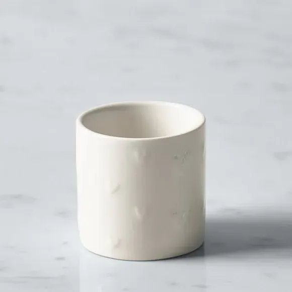 Heart Embossed Egg Cup - White, Stoneware image