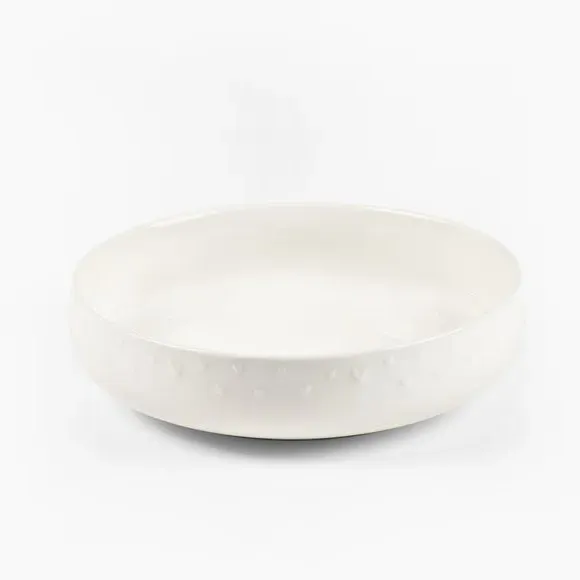 Heart Embossed Pasta Bowl - White, Stoneware