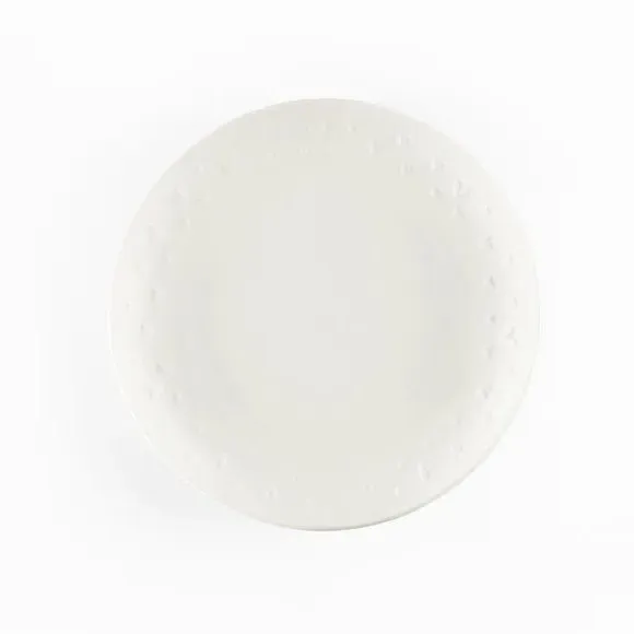 Heart Embossed Side Plate - White, Stoneware