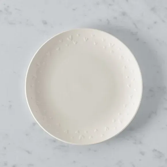 Heart Embossed Side Plate - White, Stoneware image