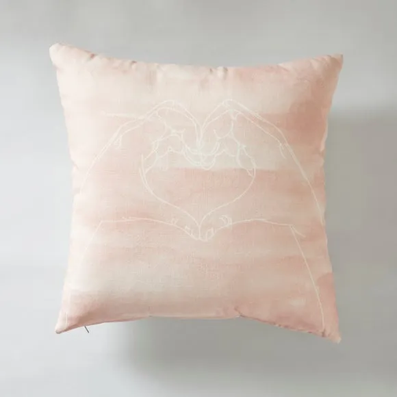 Heart Hands Cushion - Pink, Polyester