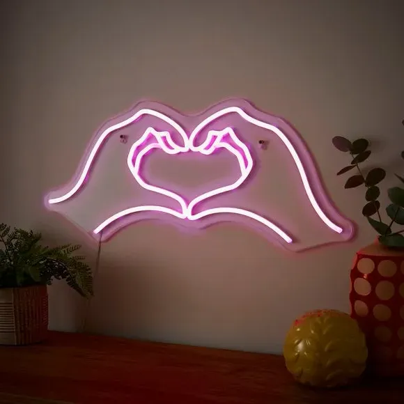 Heart Hands Neon Sign - Pink LED