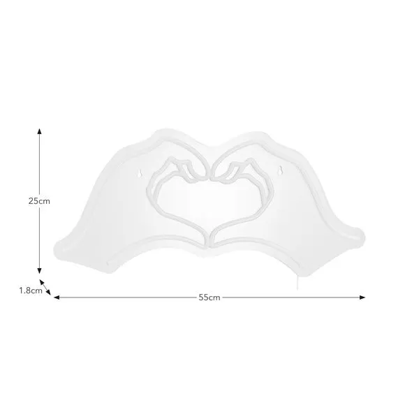 Heart Hands Neon Sign - Pink LED