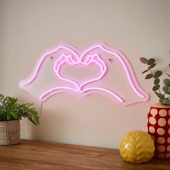Heart Hands Neon Sign - Pink LED image