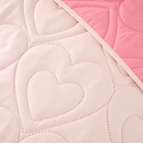 Heart Pattern Bedspread - Pink, Polyester