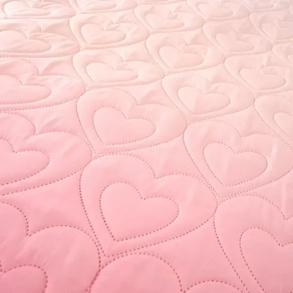 Heart Pattern Bedspread - Pink, Polyester