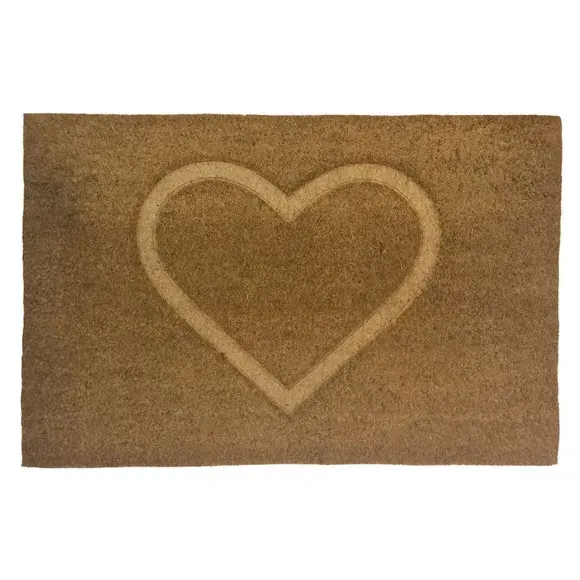 Heart Pressed Coir Doormat - Natural