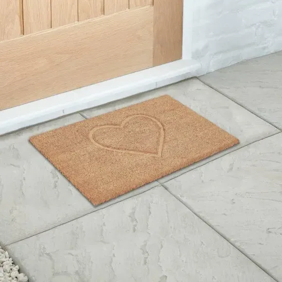 Heart Pressed Coir Doormat - Natural image