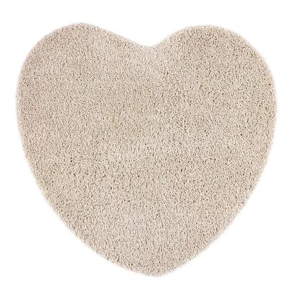 Heart Shaggy Rug Machine Washable - Natural
