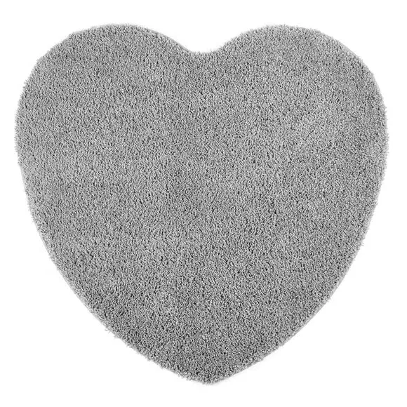 Heart Shaggy Rug Machine Washable - Silver