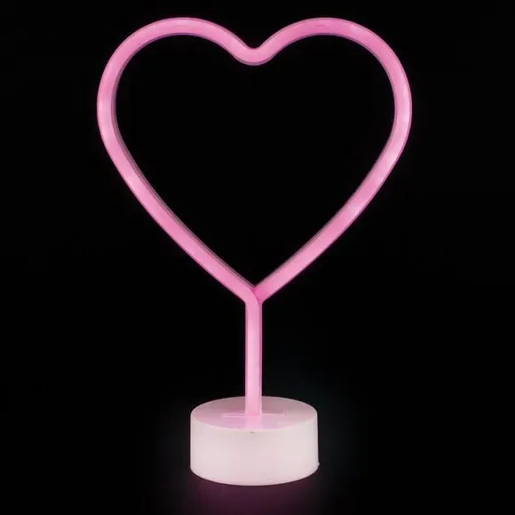 Heart Shaped Table Lamp - Pink, Neon LED