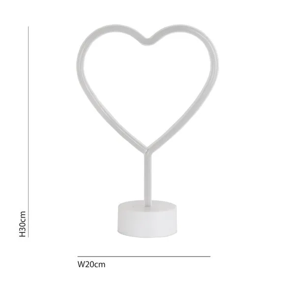 Heart Shaped Table Lamp - Pink, Neon LED