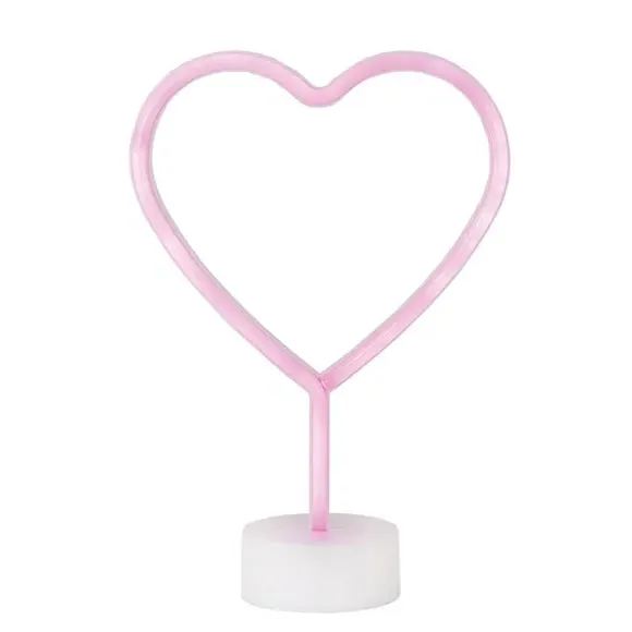 Heart Shaped Table Lamp - Pink, Neon LED