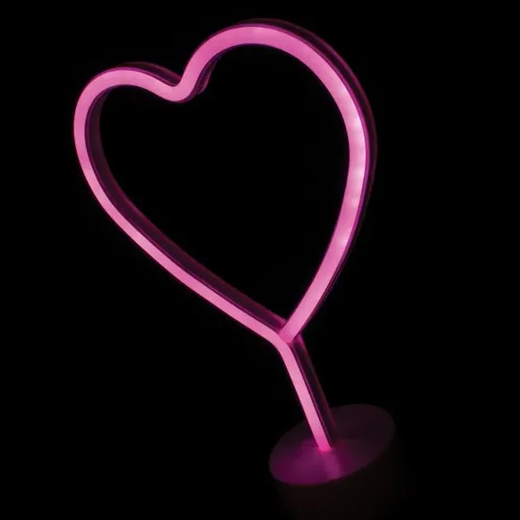 Heart Shaped Table Lamp - Pink, Neon LED