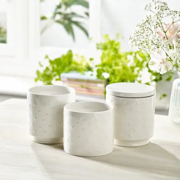 Heart Stacking Canisters - White