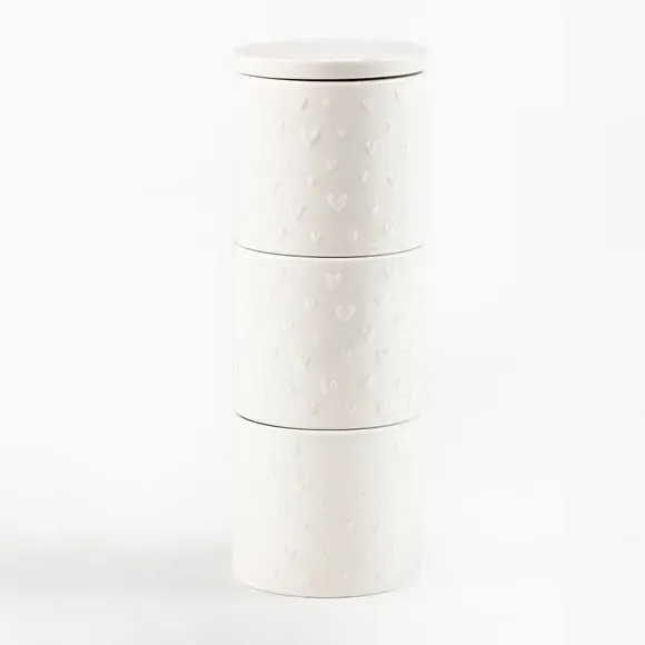 Heart Stacking Canisters - White