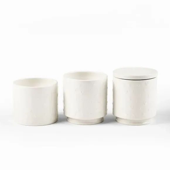 Heart Stacking Canisters - White
