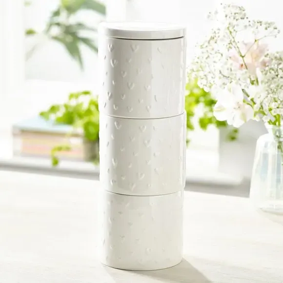Heart Stacking Canisters - White image