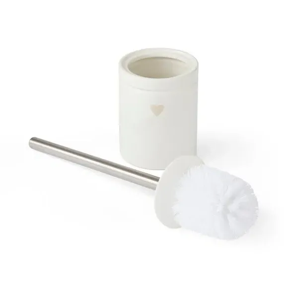 Heart Toilet Brush with Holder - White, Ceramic