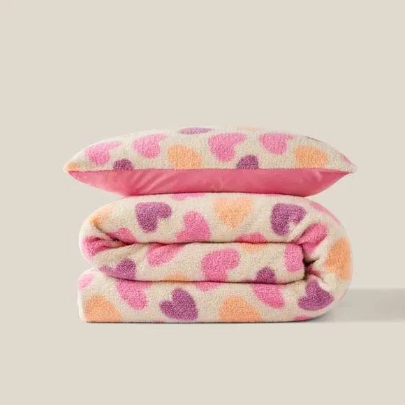 Hearts Duvet Cover & Pillowcase Set - Pink