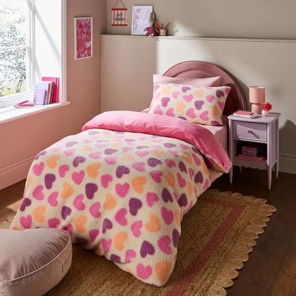 Hearts Duvet Cover & Pillowcase Set - Pink