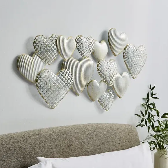 Hearts Metal Wall Art - White image
