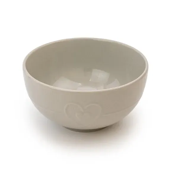 Hearts Stoneware Bowl - Light Grey, Stoneware