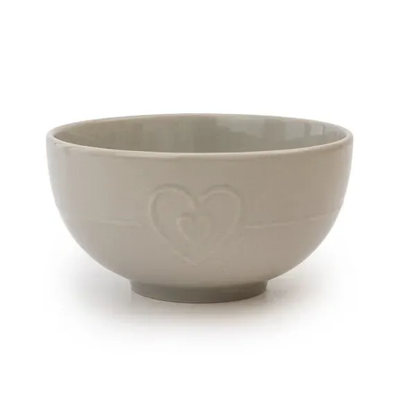 Hearts Stoneware Bowl - Light Grey, Stoneware