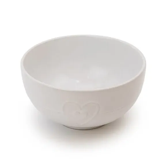 Hearts Stoneware Bowl - White, Stoneware