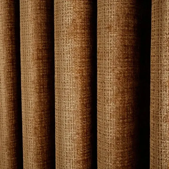 Heavyweight Eyelet Curtains - Amber, Chenille