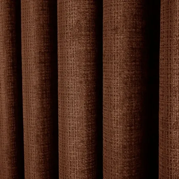 Heavyweight Eyelet Curtains - Chestnut, Chenille
