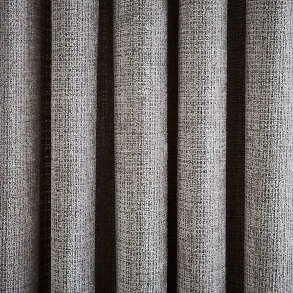 Heavyweight Eyelet Curtains - Grey, Chenille