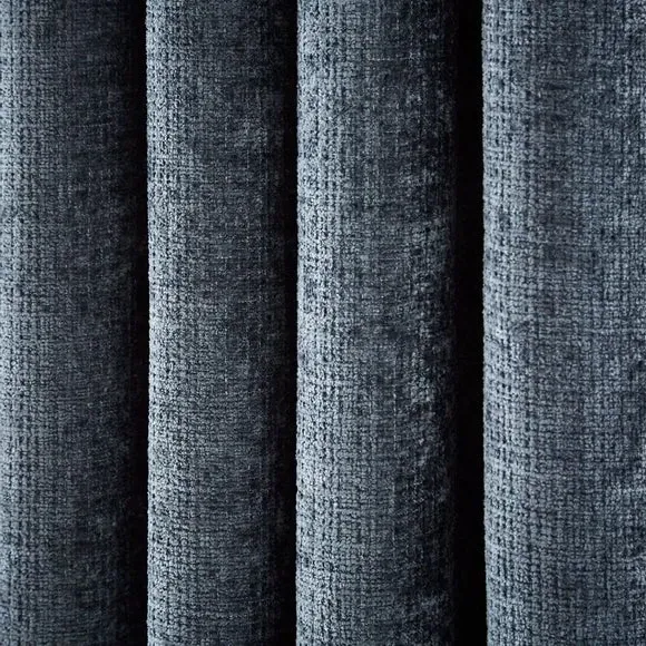 Heavyweight Eyelet Curtains - Indigo, Chenille