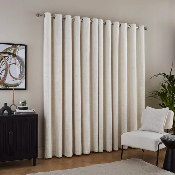 Heavyweight Eyelet Curtains - Ivory, Chenille